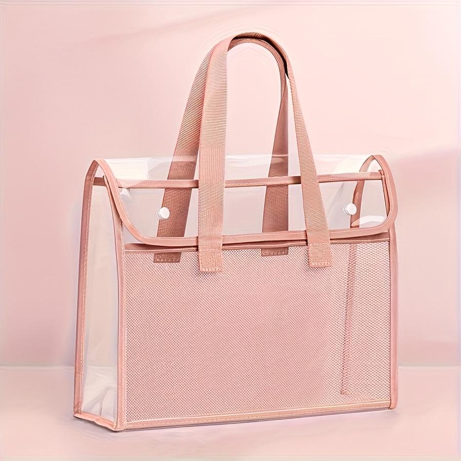 1 Large Capacity Portable Transparent Waterproof Hand-Held Folder Self-Adhesive File Pocket Office Supplies Expandable File Bags