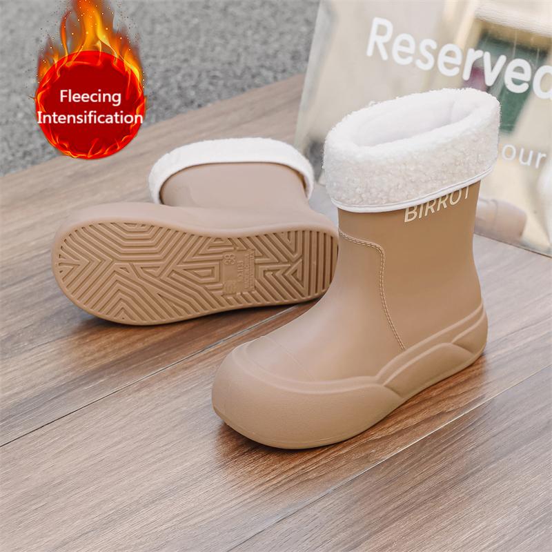 

Женские зимние новые резиновые сапоги с флисовой подкладкой, водонепроницаемые, с мягкой ПВХ-стелькой, дышащие, симпатичные, нескользящая резиновая подошва, высокие, детские 40