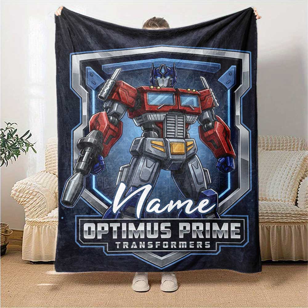 Love Transformers (11) Personalized Text Blanket Lightweight Personalized Blanket Durable Comfort Versatile for Nap Bed Office Home Decor