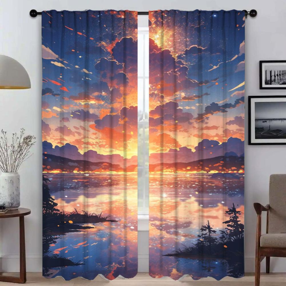 Sky and Ocean Anti-mosquito Curtains for Camera Home Interior Curtains for Living Room Blackout Curtain Shades Partition Kitchen