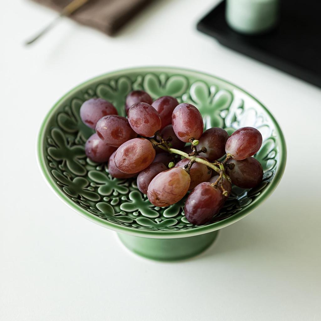 Elegant Ceramic Fruit & Dessert Plate with High Base – Luxurious Tableware for Cold Dishes
