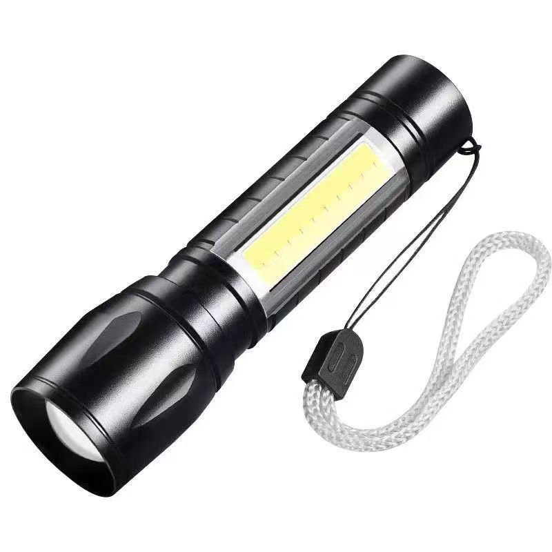 Cross Border Hot Selling 511 Telescopic Zoom Mini Flashlight XPE+COB Dual Light Source Aluminum Alloy Strong Light Flashlight In Stock