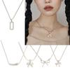 Geometry Bowknot Pendant Necklace Sweet Cool Clavicle Chain Necklace Jewelry