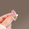 Nouvelle Broche Fleur de Tulipe pour Femme Premium Luxe Léger Petit Vent Parfumé Mini Broche Rose Pâle Anti-lumière Rose