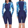 Women S Long Sleeve Print One Piece Swimsuit Slim Conservative Sun Protection