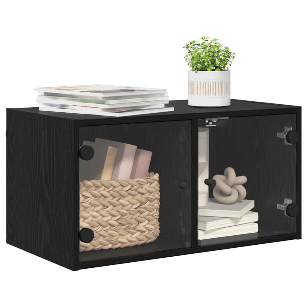 Wall Cabinet Black Oak Effect 68 x 37 x 35 cm Particleboard