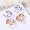 Popular Circle Asymmetrical Earrings For Women Modern Geometric Design Alloy