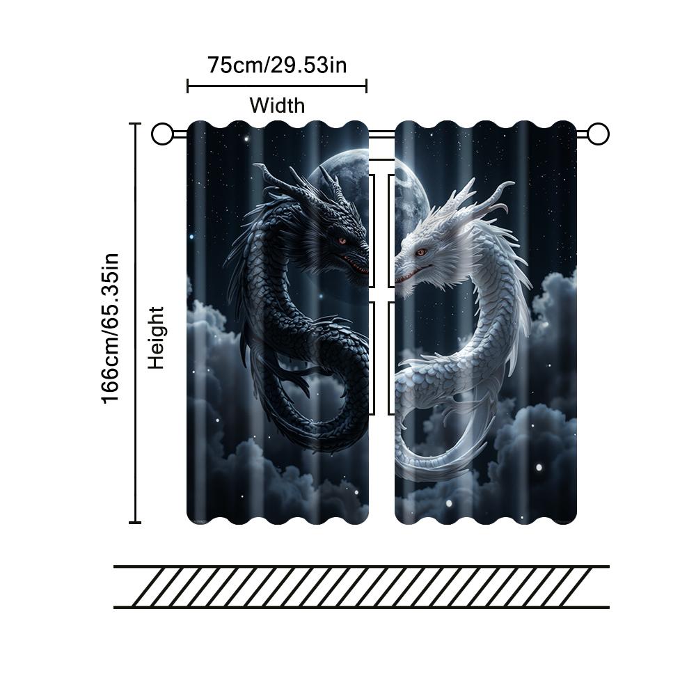 2 pcs   filtering curtains (excluding rods   non-movable   without batteries) Dual Dragon_00016 for use in bedrooms and living