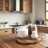 Rotating Solid Wood Seasoning Rack - Kitchen Organizer Tray