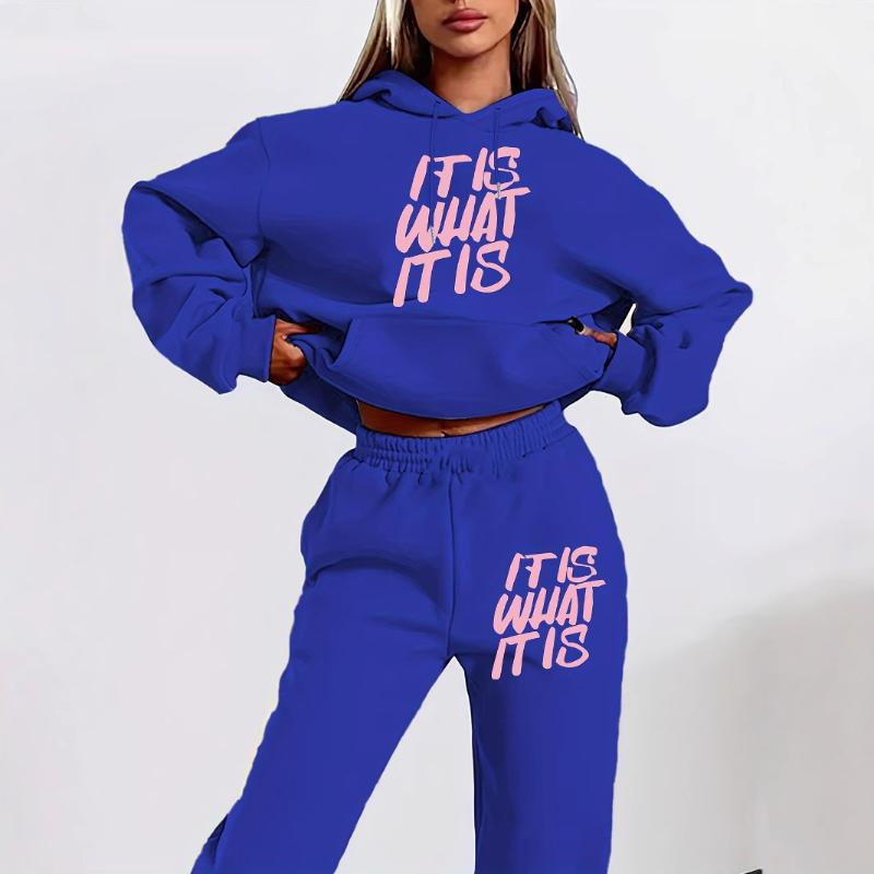 Completo Sportivo da Donna Shein Set Semplice da Donna Stampato con Lettere Felpa Sportiva con Cappuccio a Maniche Lunghe