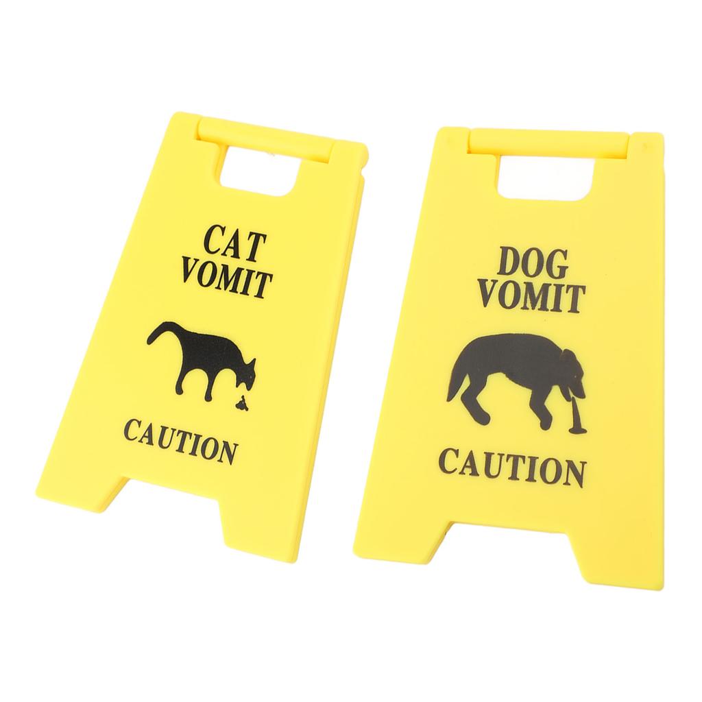 2PCS Cat and Dog Vomit Signs 4 Inch Cat Vomit Caution Sign Funny Cat Dog Warning Sign Decoration For Cat Dog Lovers