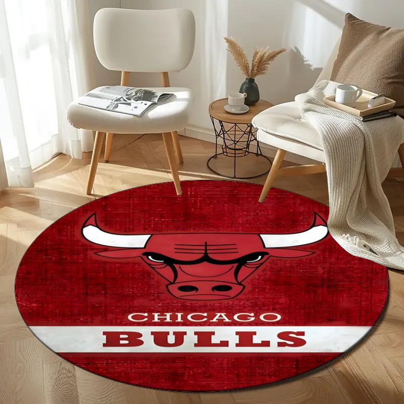 Customizable Chicago Bulls Round Non-Slip Carpet - Ideal for Garden, Picnic, Office, Perfect for Decoration, Suitable For All Seasons
