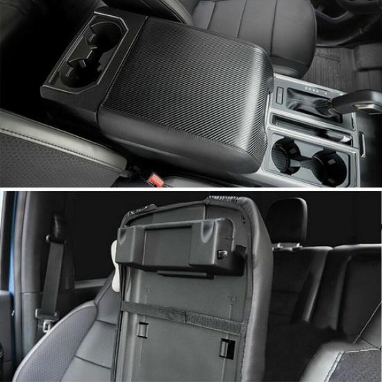 Auto Center Armrest Box Covers Leather Covers Carbon Fiber for Ford F-150 15-20