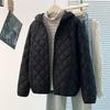 Korean Hooded Quilted Cotton Jacket Women's Short Coat Warm Slim Fit Autumn Winter Diamond Patterned Cotton Padded Outwear