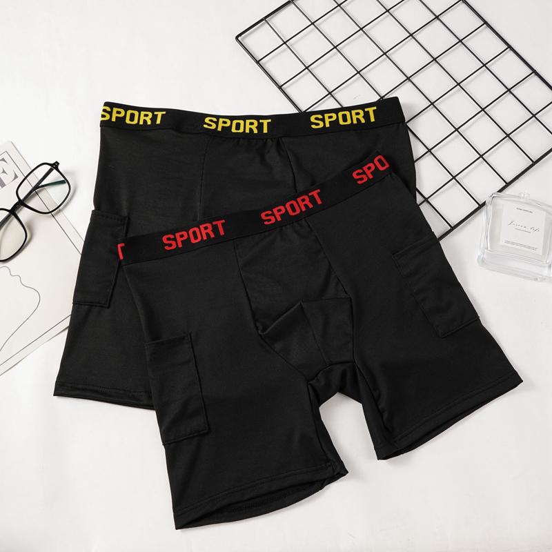 Sport Tailleband Heren Lange Boxer Briefs Telefoonzak Vochtregulerend Actief Ondergoed
