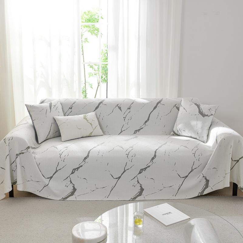 Summer Sofa Towel Covers Non Slip Anti Scratch Stone Pattern Cooling Universal Chair Couch Slipcover Dustproof One Piece