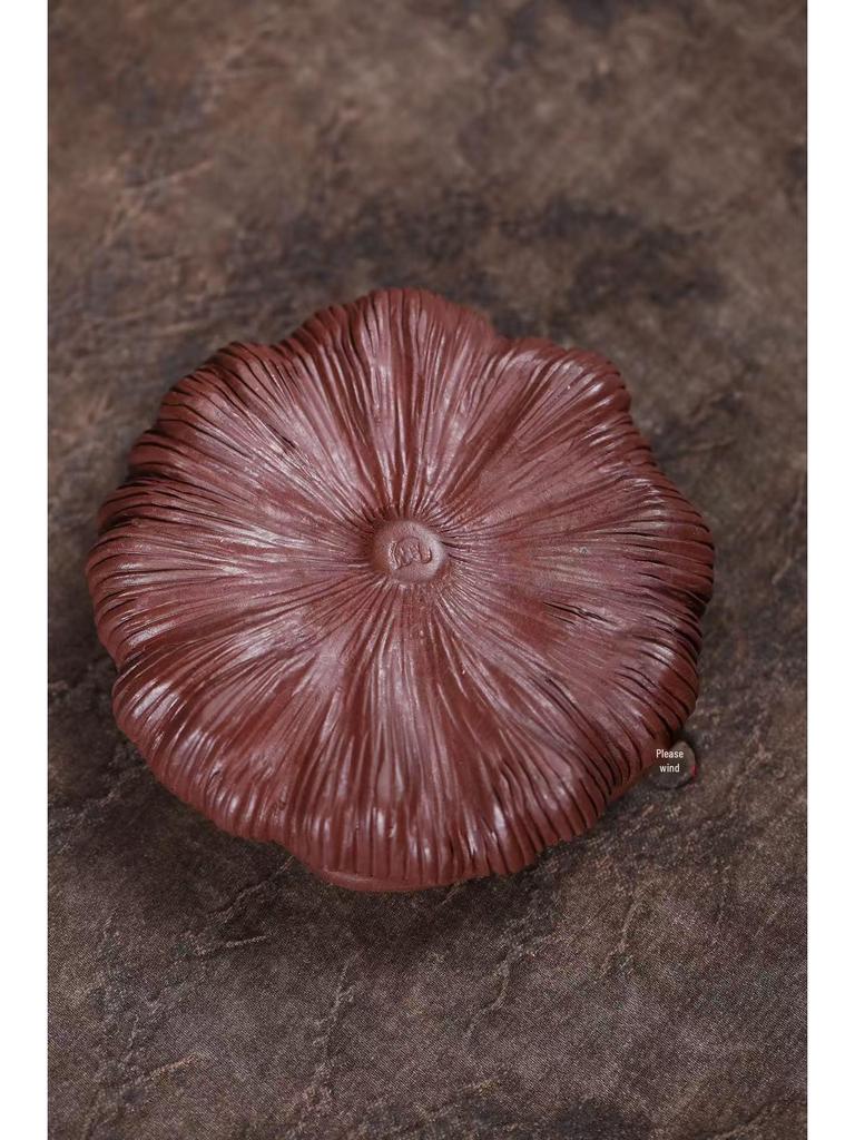 Yixing Handmade Zisha Lotus Pod Teapot Stand - Biomorphic Water-Storing Tea Mat for Gongfu Ceremony
