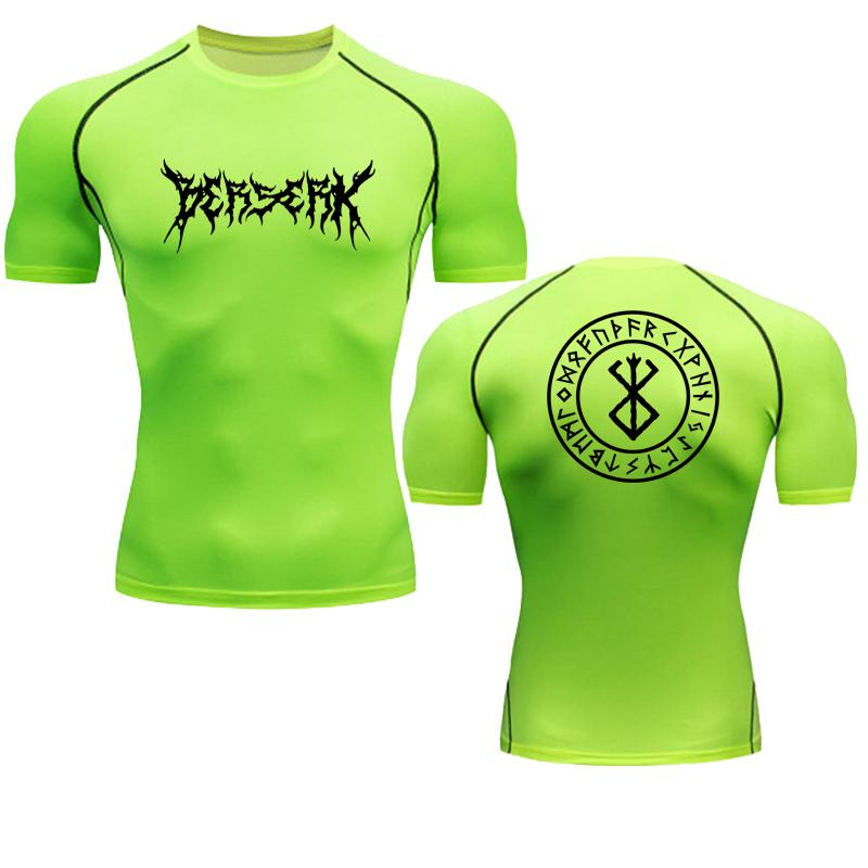 

Нова літня компресійна футболка чоловіча для фітнесу, спортзалу, спорту, бігу, футболка-рашгард, топи, футболка з швидкою сушкою для чоловіків M фарби люмінесцентні зелений колір