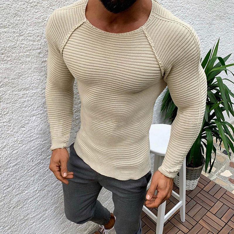 

Oneck Мужские Осенне-Зимние Вязаные Свитера Повседневные Приталенные Блузки Пуловеры Apricot,S