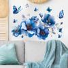 Elegant Blue Butterfly Flower Wall Sticker for Bathroom Living Room Bedroom Home Decor