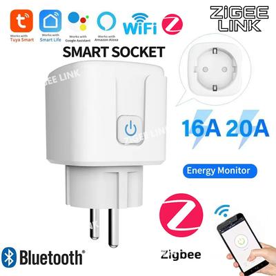 Smart Plug EU WiFi Zigbee Socket 16A/20A Tuya Power Monitor Smart Life APP Control Remote Timer Voice Control Alexa Google Home