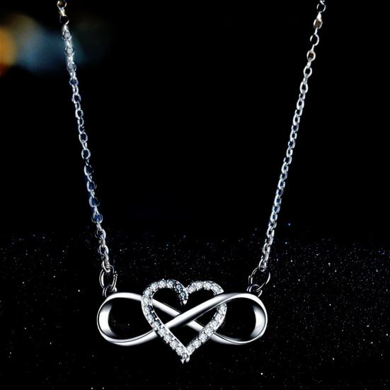 Infinity Heart Necklace for Women Cubic Zirconia Love Heart Pendant Necklace Romantic Birthday Gifts for Girlfriend Wife