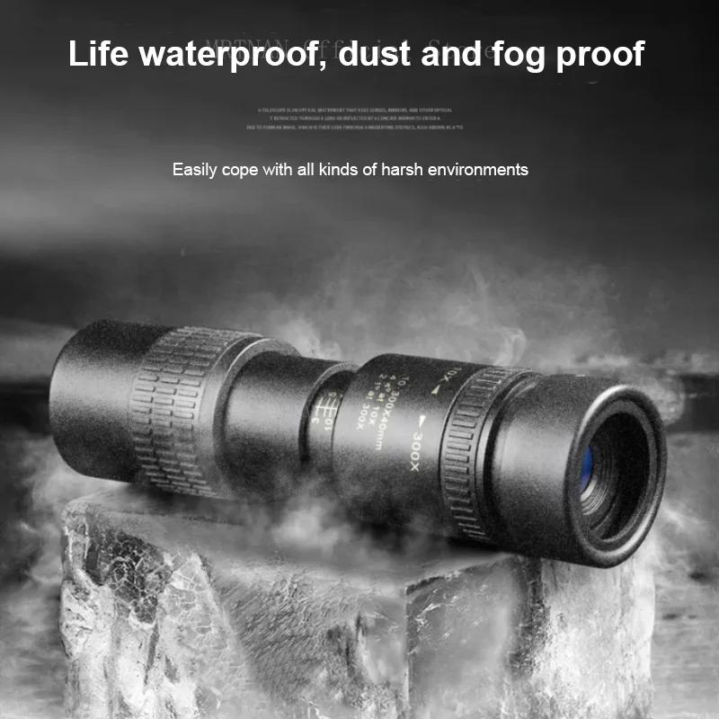 Powerful 10-300x40 HD Monocular Telescope Long Range Zoom With Tripod Phone Clip For Outdoor Hunting Camping Tourism