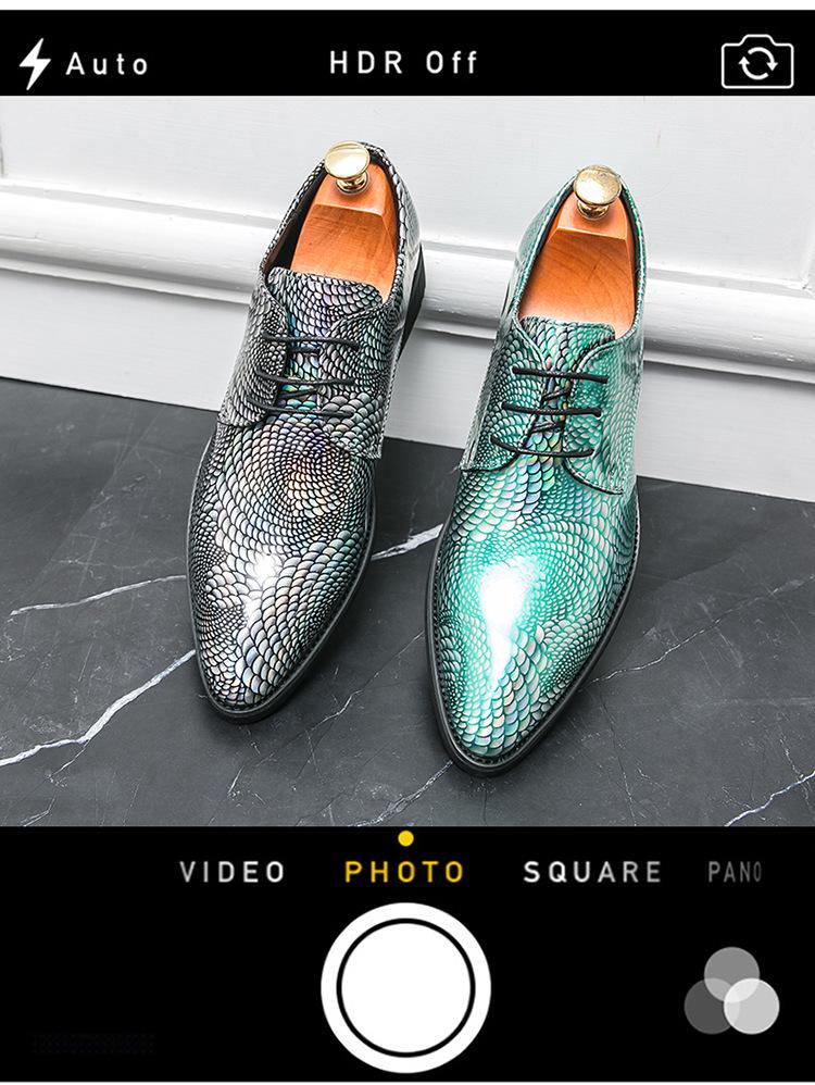 2024 Autumn Men's Plus Size Patent Leather Glossy Pointed Toe Lace-up Formal Shoes for Business & Wedding