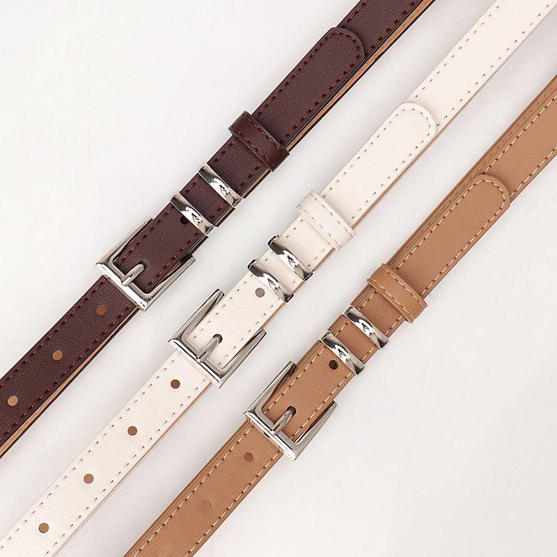 Women's High-Grade Square Buckle Belt: Imitation Leather, Simple Commuter Style, Versatile Suit Accessory