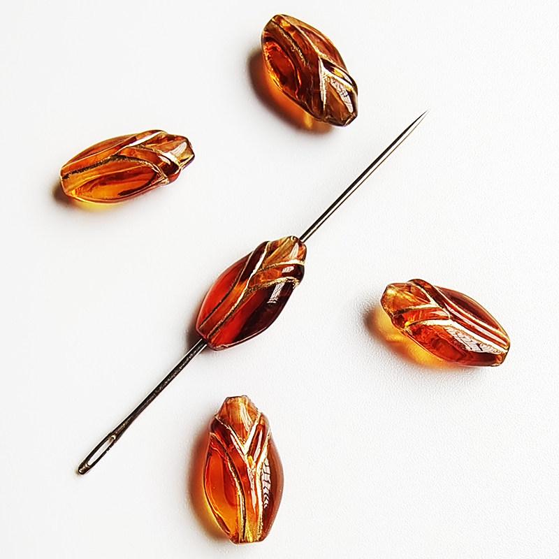 Retro Amber Gold-Inlaid Rose Mirror Heart Beading Supplies