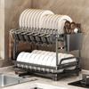 Large Capacity Double-Layer Dish Rack With Cup Holder Chopstick Drainer Kitchen Countertop Or Floor Storage