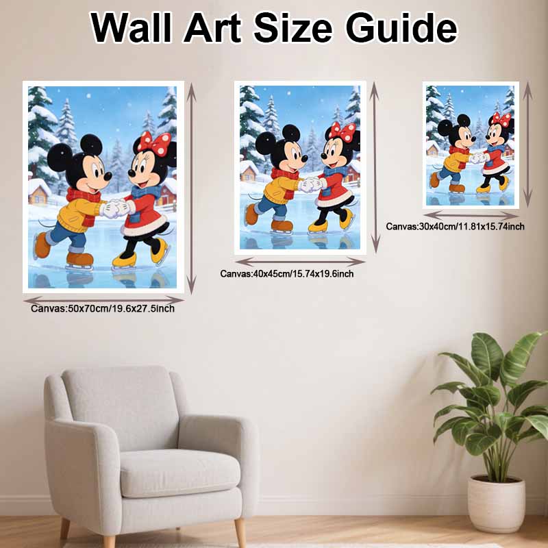 Disney Diamond Art Painting Kit 5D Diamond Mickey Minnie Ice Skating Art Diamond Home Wall Decor