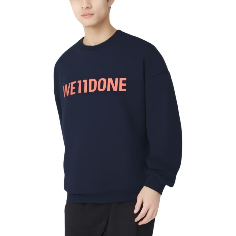 WE11DONE Minimalist Comfortable Letter Print Crew Neck Long Sleeve Sweatshirt Unisex Sweatshirt WD-TS0-26-925-U-NV