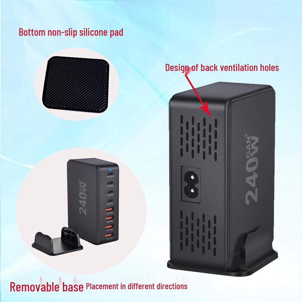 240W PD Multi-Port Desktop Charger for Mobile Phones—268W GaN Fast Charging Station