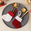 Mini Christmas Stockings Tableware Holder, Knitted Spoon Knife Fork Decorative Stocking Pendants Bag for Fireplace, Tree, Holiday Party Dinner