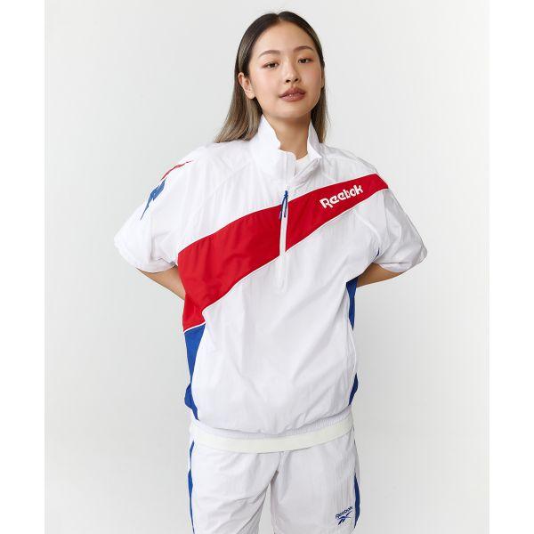 Reebok Stand Collar Color Block Short Sleeve Windbreaker Unisex Jackets White REJU4EA51WT