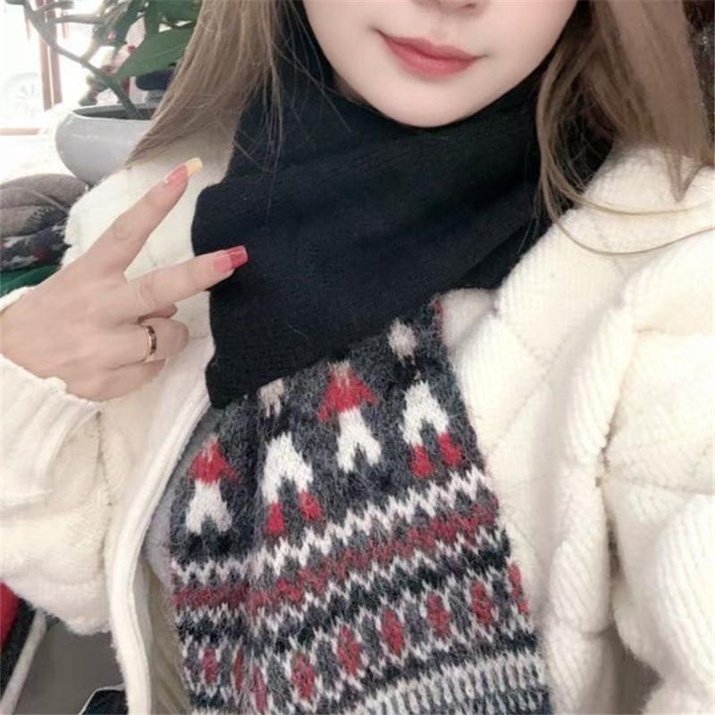 New Knitted Wool Blended Wool Scarf for Women Winter Christmas Gift Scarf Warm and Versatile Neck Protector Neck Scarf for Men