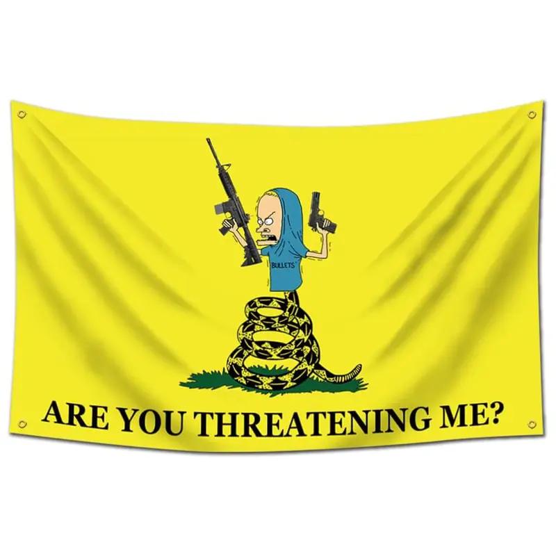 Are You Threatening Me Tapestry Funny Gadsden Snake Wall Hanging Polyester Cartoon Decor for Bedroom Dorm 74x94cm(29x37in)