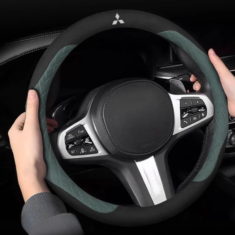 For Mitsubishi Outlander Pajero Asx Colt Lancer Delica Evolution L200 Triton RALLIART Anti-slip Car Suede Steering Wheel Cover