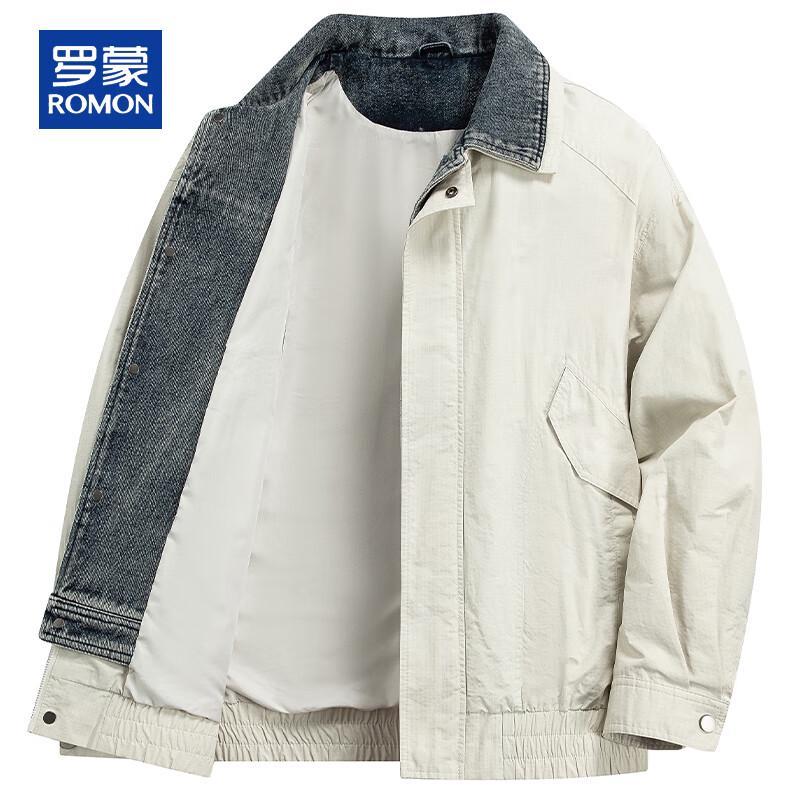 ROMON Men's Casual Fake Two-Piece Lapel Jacket