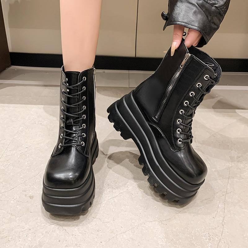 Autumn New Large-Size Fashion Trend Korean Version Fried Street Thick-Soled Women'S British Style Short-Tube Fashion Boots