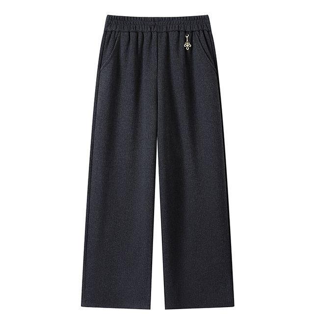 Plus Size Autumn/Winter Velvet Wide-Leg Pants for Middle-Aged and Elderly Women