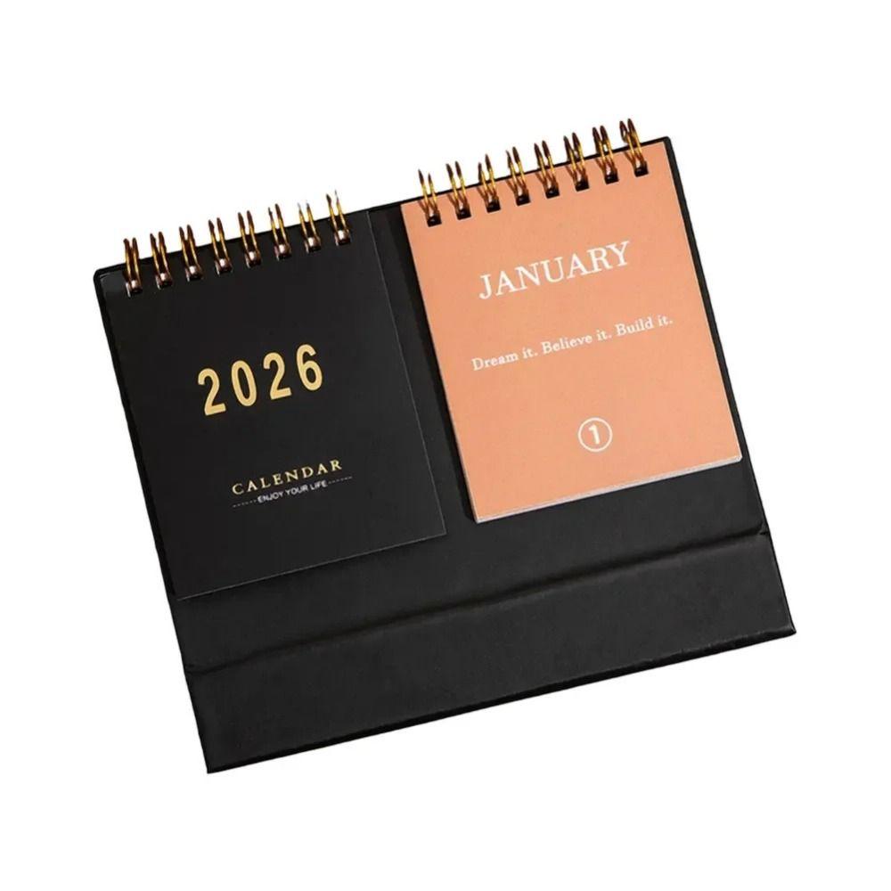 Double Sides 2026 Desktop Calendar Spiral Binding Standing Format Planner Calendar Flip Style Minimalist Design