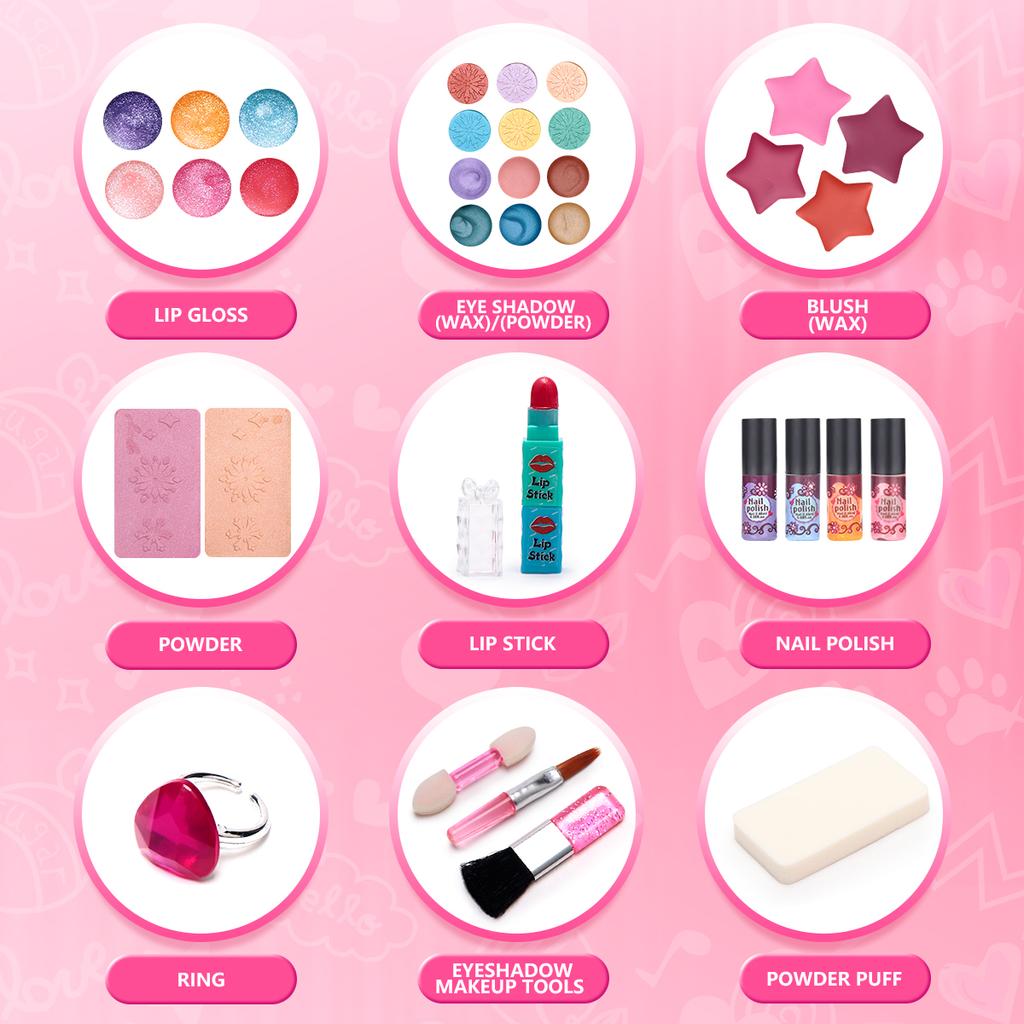 Children'S Water-Soluble Makeup Set Safe, Non-Toxic, Washable, Rich Eye Shadow, Lip Gloss, Family Toy