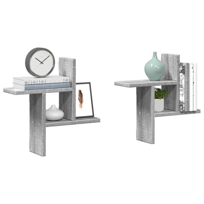VidaXL Wall Shelves 2pcs Sonoma Grey 38x12x38 Cm Engineered Wood 853250