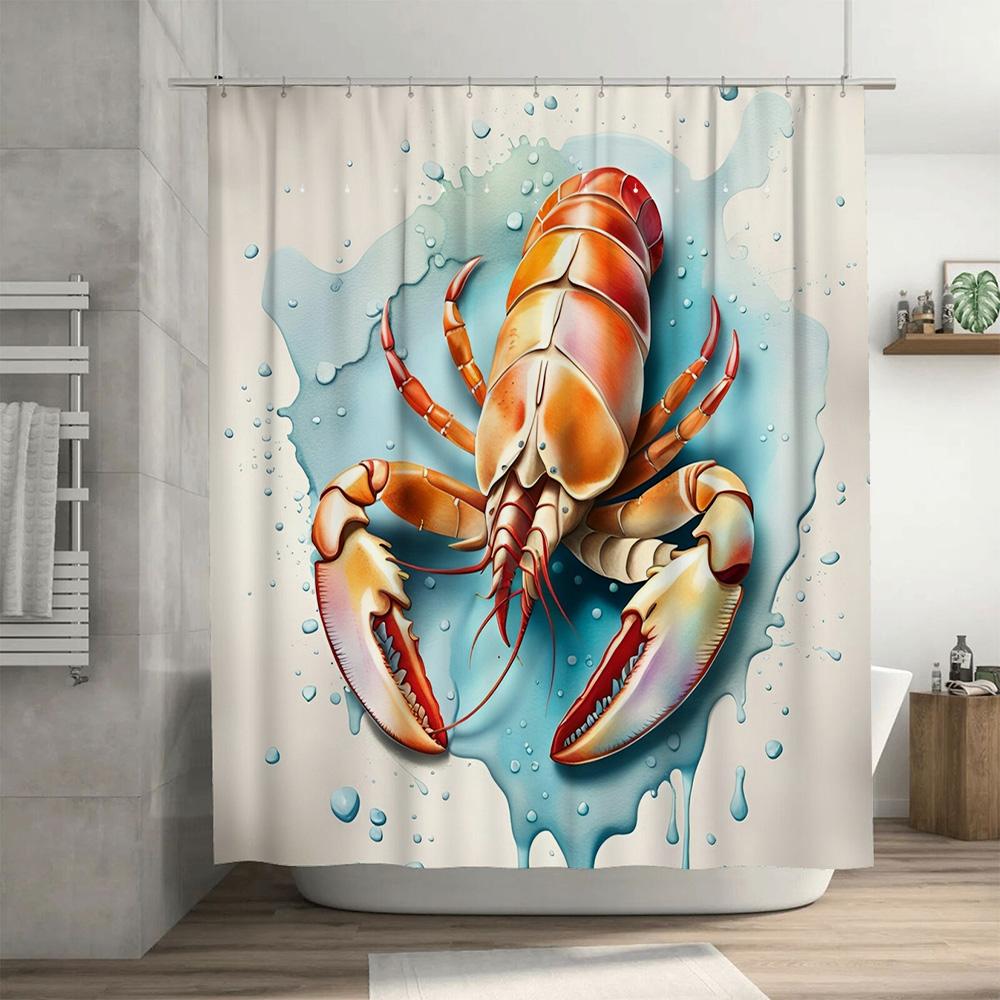 3D Printed Waterproof Shower Curtain featuring a Vibrant Lobster Design for Bathroom Decorations Perfect Gift Idea