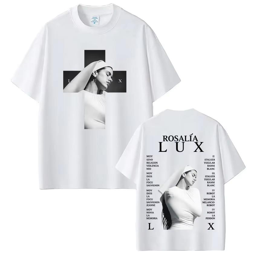 Singer Rosalia Lux 2026 Album Tour Print T Shirts Unisex Unisex Fashion Casual Cotton Vintage Oversized Aesthetic Trendy TShirt