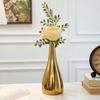 Golden Metal Flower Vase for Home Décor | Table Top Decorative Teardrop Vase for Living Room, Office & Bedroom