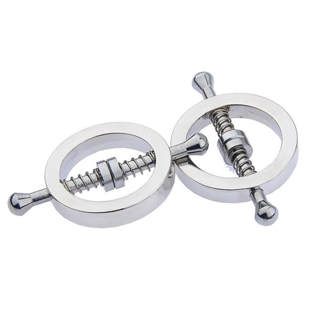 2 Pcs Stainless Steel Sexy Nipple Clamps Round Adjustable Nipple Clamp Set Body Restraints Female SM Sex Toy Non Piercing