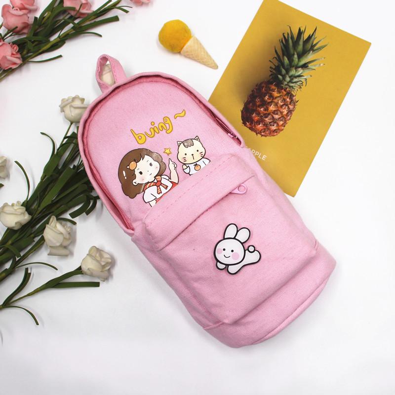 

Холщовая многофункциональная сумка для карандашей с очаровательным дизайном для школы и путешествий розовый